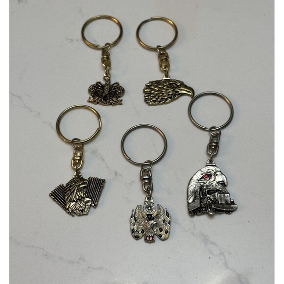 5 VTG Eagle Metal Keychains Lot – Americana Freedom Bird Open Road Biker Trinket - Picture 1 of 7